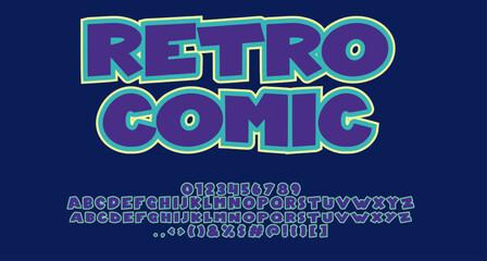  retro comic font Comic Coloring purple text effect Alphabet Alphabet cute retro display font lettering handwritten