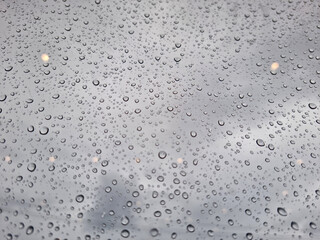 Close-up of water droplets forming on the window.