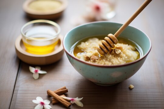 oatmeal with banana and honey in a bowl