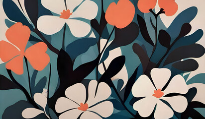 Abstract background with flowers and leaves. Illustration for your design.