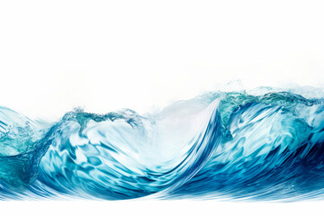 Large wave is breaking over white background with blue sky. - obrazy, fototapety, plakaty