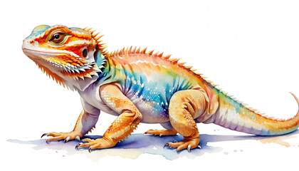 Naklejka premium colorful watercolor bearded dragon