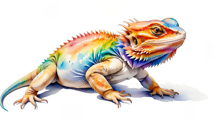 colorful watercolor bearded dragon