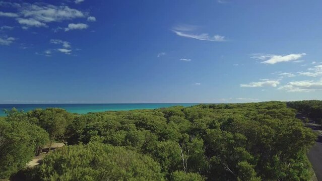 Scenic Aerial Drone Reveal Video of the Golden Beach and Ocean in Victoria, Australia