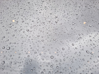 Close-up of water droplets forming on the window.