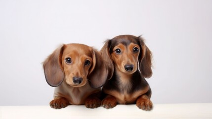 two puppies of dachshund