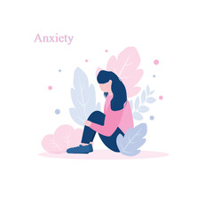 Flat illustration of anxiety: Branching thoughts in vector style, visually depicting feelings of unease