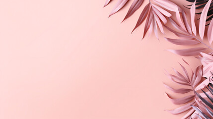 Fototapeta na wymiar Leaves on a pink background