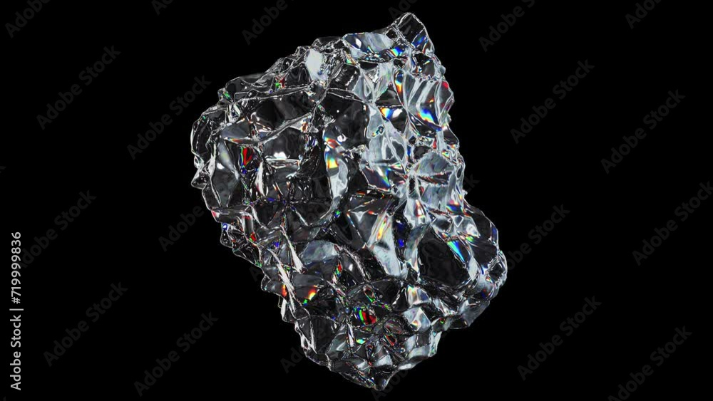 Poster realistic looping 3d animation of the precious shining diamond or gem or crystal rendered in uhd wit