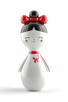  illustration of a bowling pin that resembles a Japanese geisha character