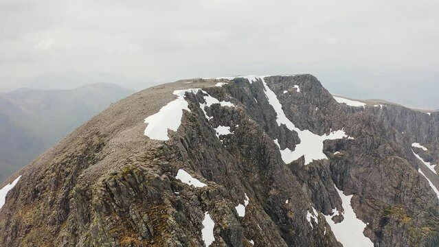 4k Drone Shot of Snowy Ben Nevis Mountain