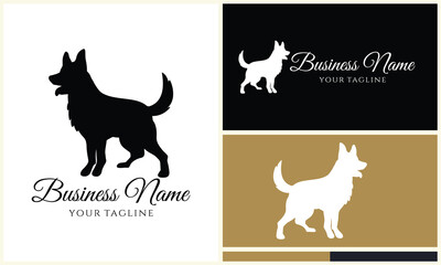 silhouette dog dachshund logo template