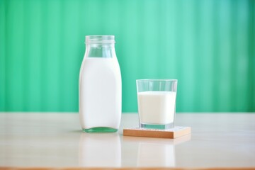 lactosefree milk carton and glass on a table