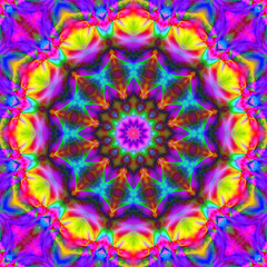 Fototapeta na wymiar A captivating image where various media images are refracted through a kaleidoscope. psychedelic background.