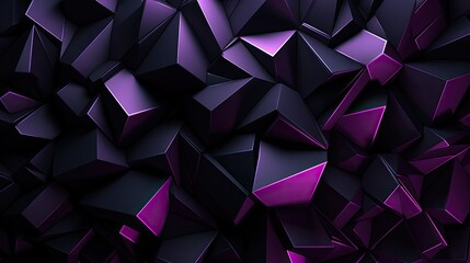 Textured Black and Purple 3D Abstract Design with Diagonals and Modular Construction, Generative AI