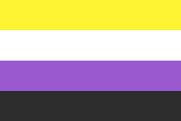 Non-Binary pride community flag, LGBT symbol, Sexual minorities identity, four stripes white, black, yellow and purple