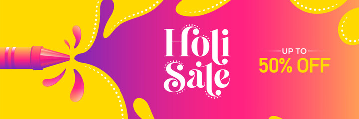 Holi Sale Banner Design Template, Indian Religious Festival Holi Offer Banner Design Illustration