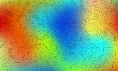 Ocean bottom topographic line map curvy wave isolines vector illustration. Sea depth topographic landscape surface for nautical radar readings. Cartography texture abstract banner relief ocean floor.