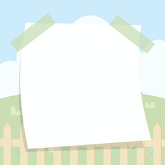 Cute kawaii cartoon landscpe meadow notepad and memo pad background