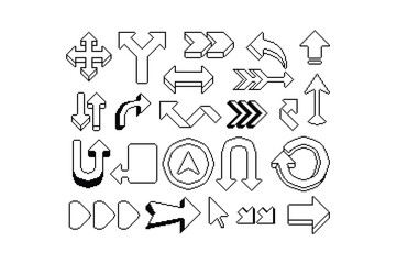 Retro Pixel Arrow Icon Set
