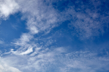 Abstract image of blurred sky. Blue sky background with cumulus clouds