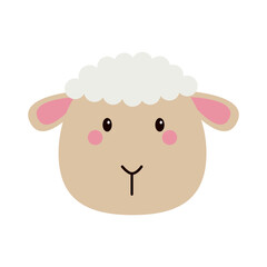 Sheep lamb face head round icon. Cloud shape hair fur. Cute cartoon kawaii funny baby character. Nursery decoration. Sweet dreams. Flat design. White background. Isolated.