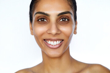 Indian beauty.  South asian young woman skincare portrait. Beautiful  model with a smooth bright...