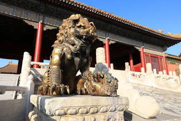 Bronze Lion at the Forbidden City in Beijing