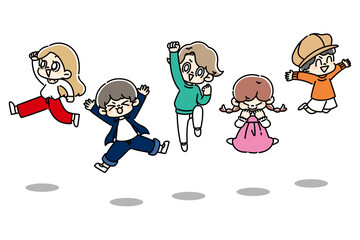 元気にジャンプする子供たち