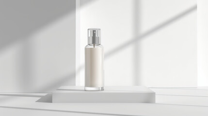 Elegant and minimalistic design: A translucent cosmetic bottle filled with a light and airy fruit cream