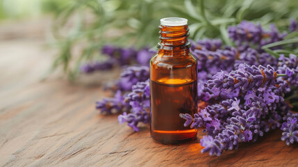 Obraz na płótnie Canvas Essential Aromatic oil and lavender flowers, natural remedies, aromatherapy