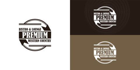 Vintage Retro Bar Bistro with Ribbon Logo design presented with multiple background colors. The logo is suitable for bistro and lounge restaurant logo design inspiration template