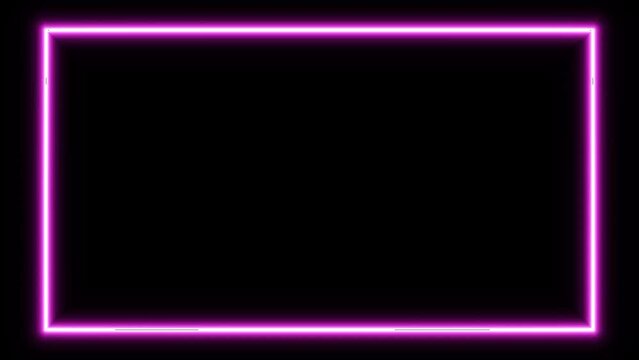 Lightning border neon frame on black background animation