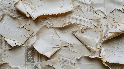 torn newspaper pieces with an aged and worn effect