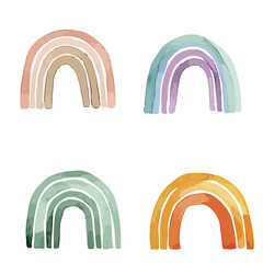  Set of different hand drawn rainbow vector illustrations, cartoon style hand drawn rainbow vector.