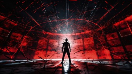 The Contender's Silhouette: A Moment of Anticipation in the Fight Cage