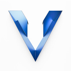 A sleek blue V symbol crafted with precise lines and angles in a minimalist design