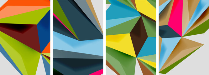 Set of mosaic triangle pattern abstract posters. Vector illustration For Wallpaper, Banner, Background, Card, Book Illustration, landing page