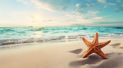 Fototapeta na wymiar Starfish on the sandy beach