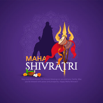 Indian Religious Festival Happy Maha Shivratri Greeting Background Template