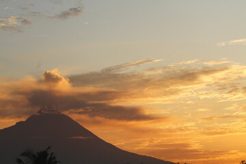 sunset over the Merapi mountain