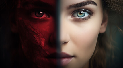 Two sides of a person