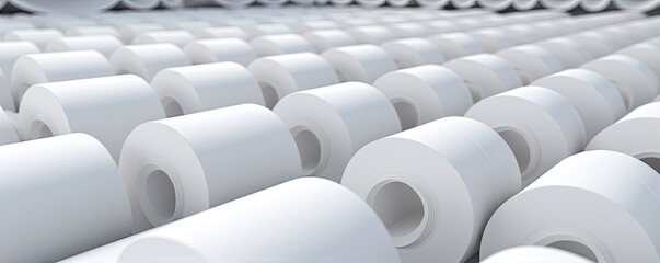 Obraz premium Group of white paper rolls. generative ai