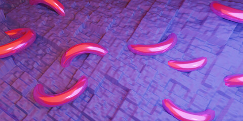 Wave abstract background, 3D waves in perspective motion. 3d render.