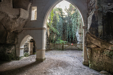 Fototapeta premium medieval French troglodyte cave,, gothic architecture