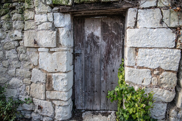 old door and ruins of an house