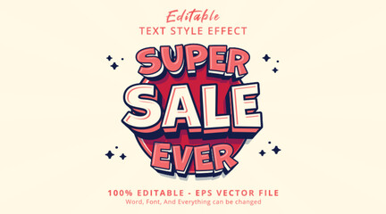 Editable text effect Super Sale 3d promotion cartoon style