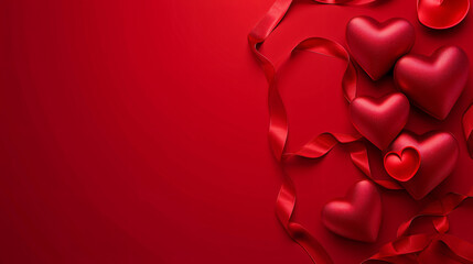 Valentines day banner design of hearts with ribbon