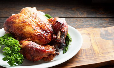 Oven-baked chicken on a plate