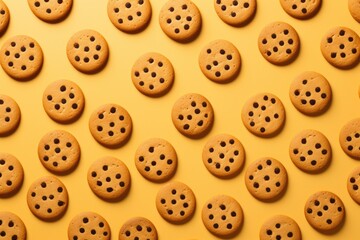 Obraz premium Cookies overhead view pattern background.